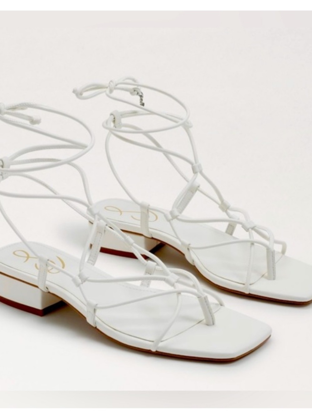 SAM EDELMAN Daffy Sandals White‎ Leather Lace Up Sz 10 Summer Wedding Chic